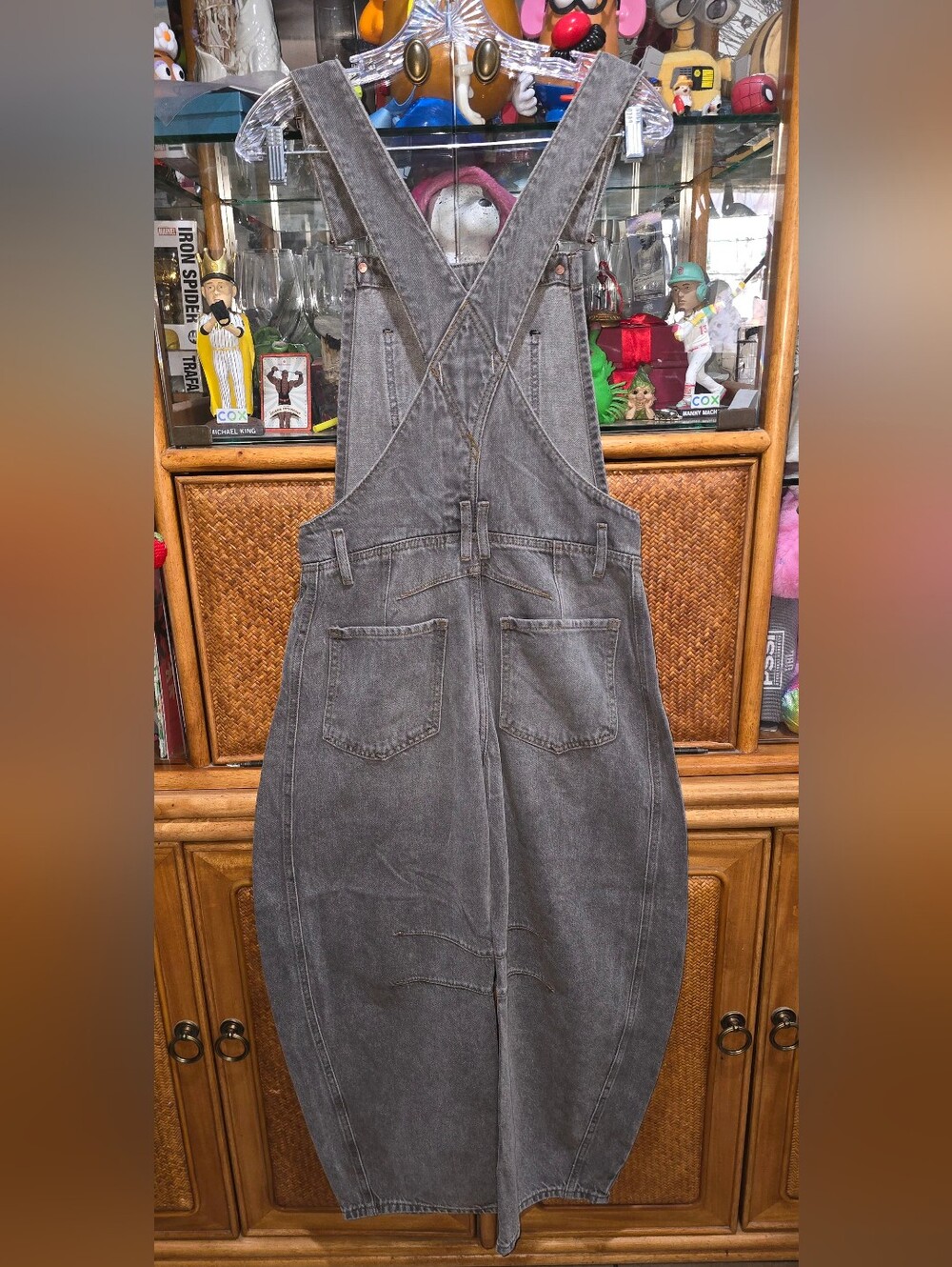 We The Free People Good Luck Barrel Overalls XS Archive Grey - Picture 5 of 7